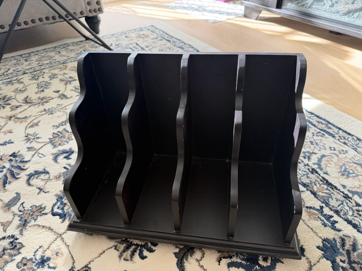 Black Wooden Desktop File Organizer