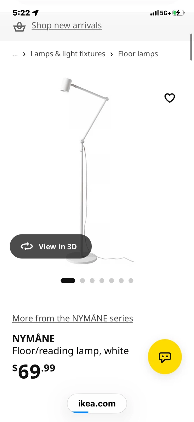 IKEA NYMANE Floor/reading lamp white - photo 3