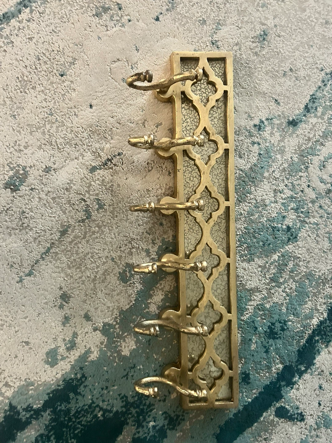 Gold Tone Wall Mounted Coat Hook Rack