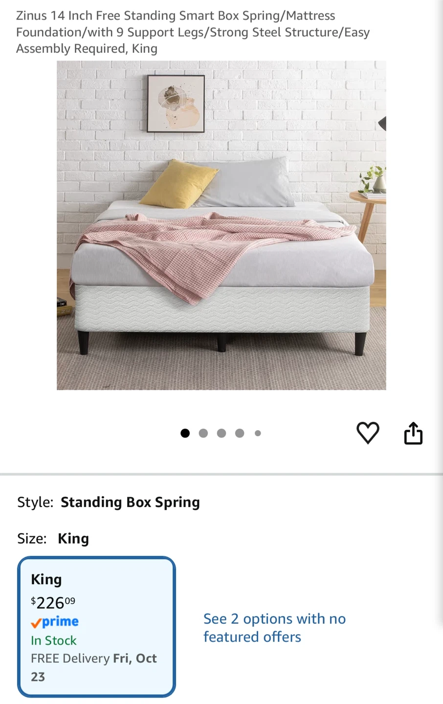 Zinus 14” King Size Box Spring Bed Foundation – BRAND NEW – $130 - photo 3