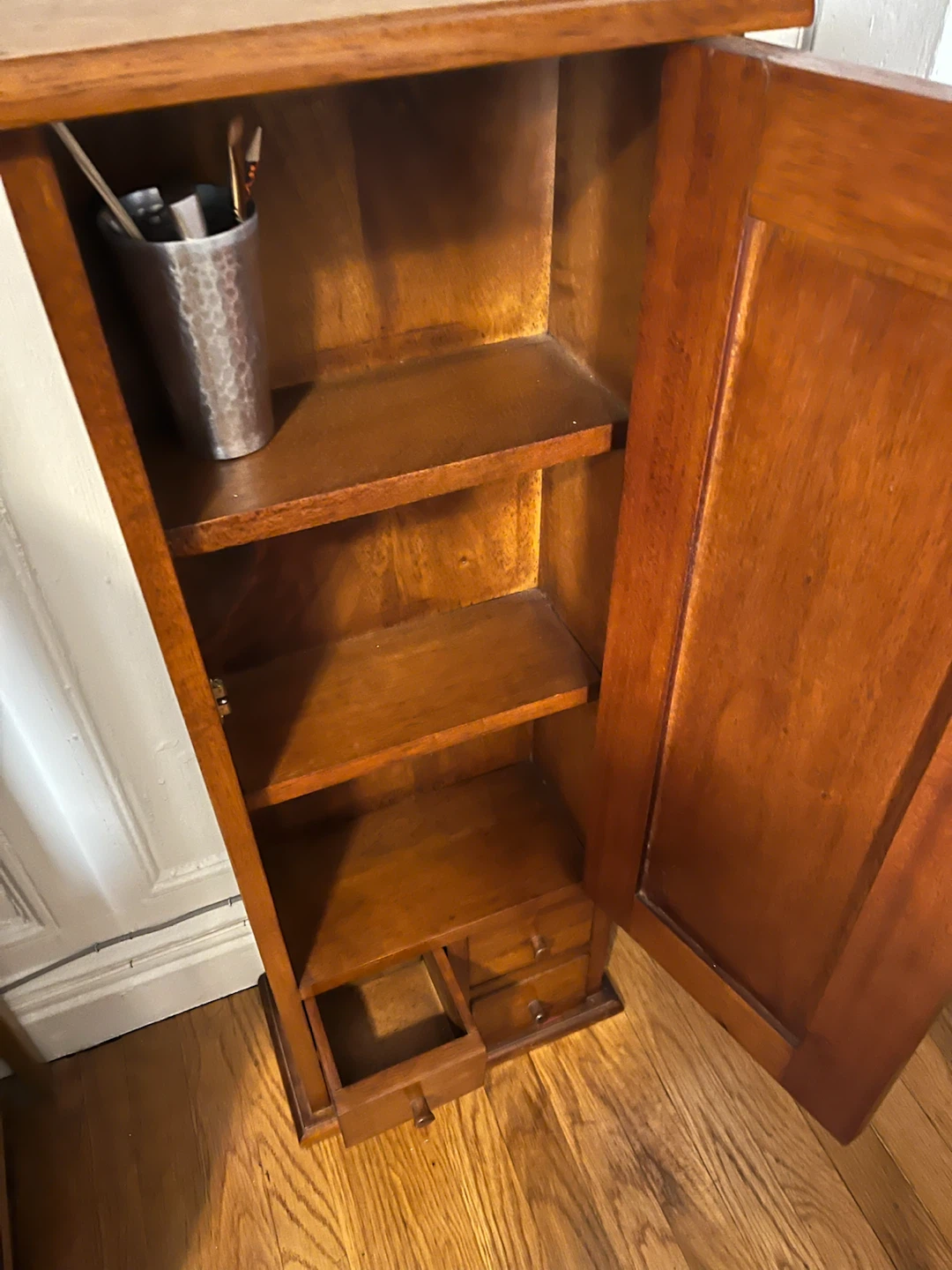 Wooden Narrow Cabinet with Drawers - photo 2