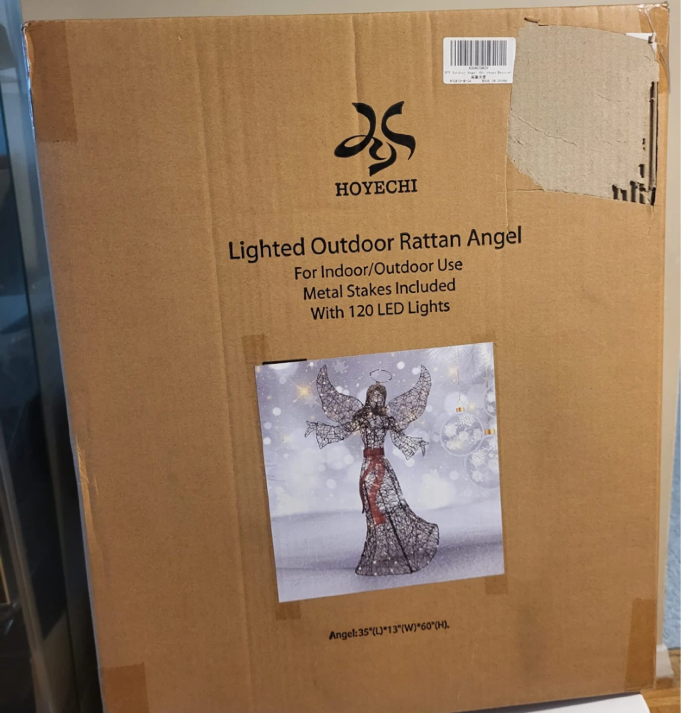 HOYECHI Lighted Outdoor Rattan Angel