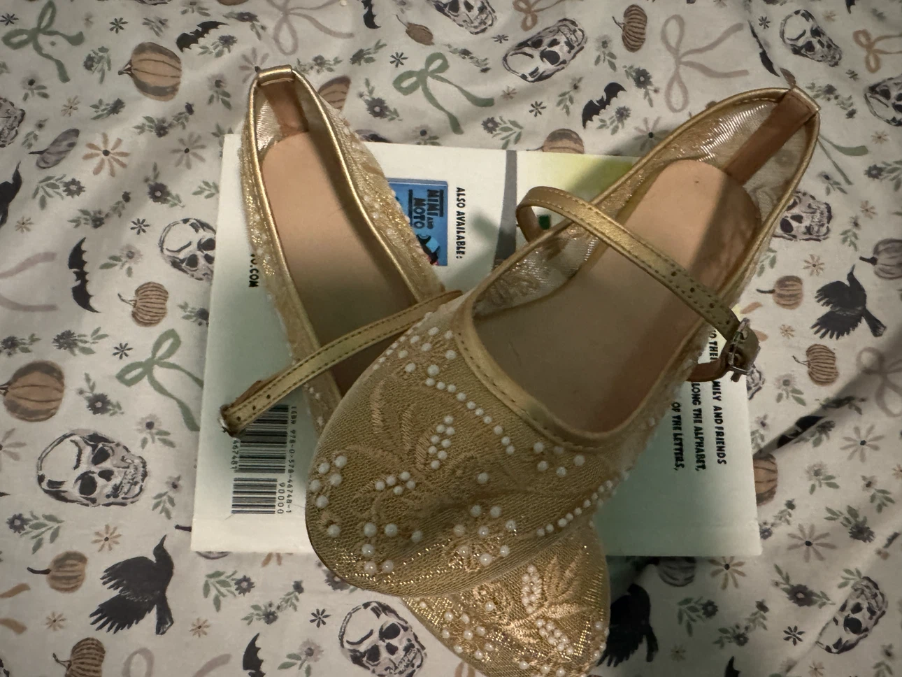 Gold Lace and Pearl Mary Jane Flats - photo 3