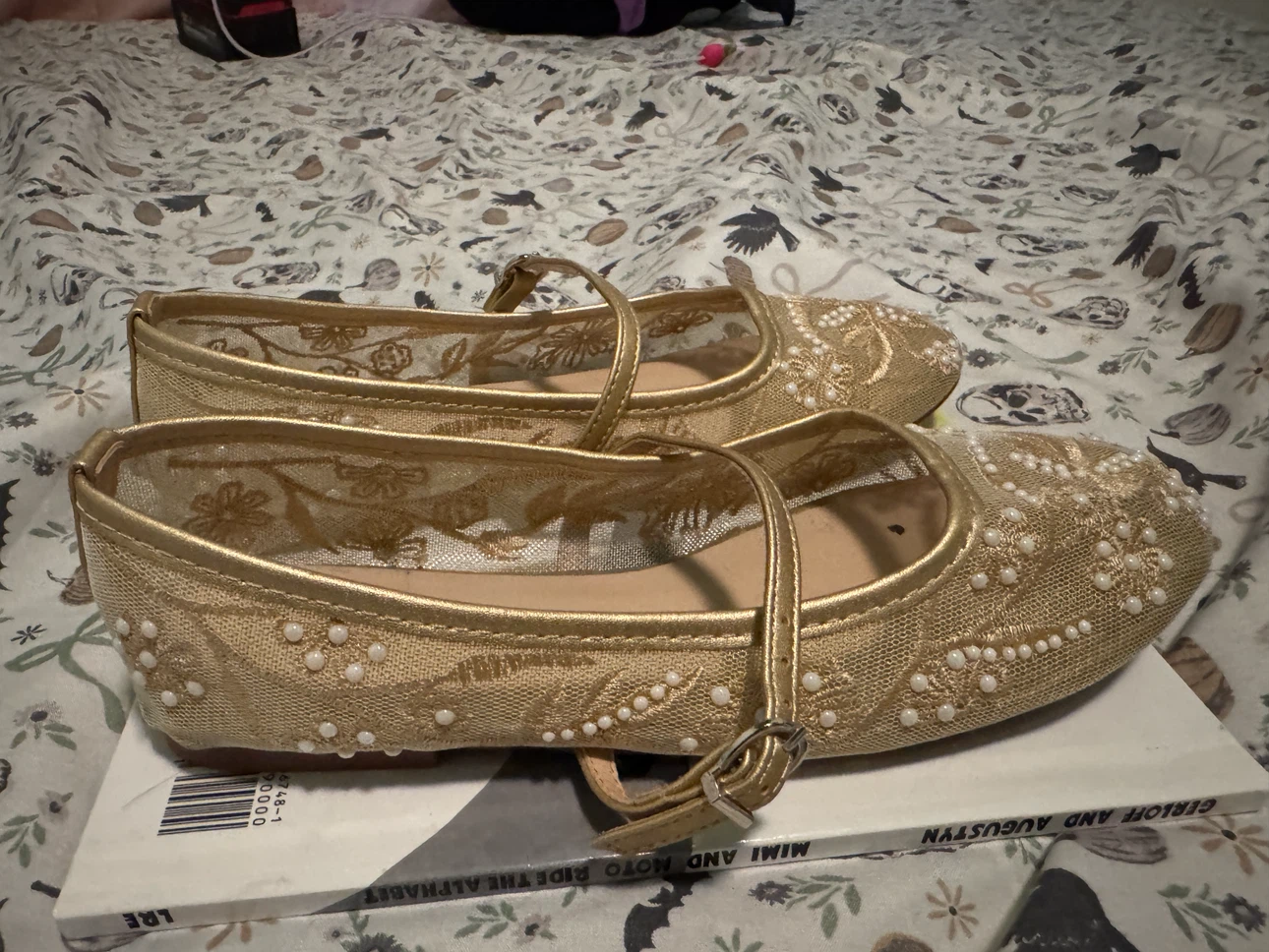 Gold Lace and Pearl Mary Jane Flats - photo 4