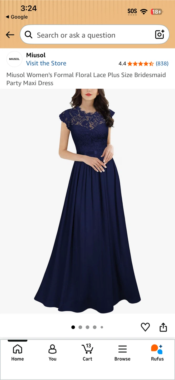 Miusol Navy Blue Lace Evening Maxi Dress - photo 4