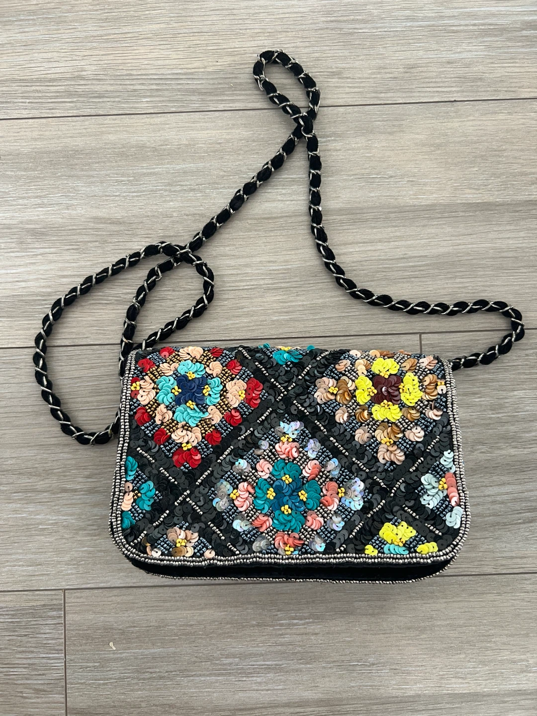 Anthropologie Multicolor Sequin Crossbody Bag