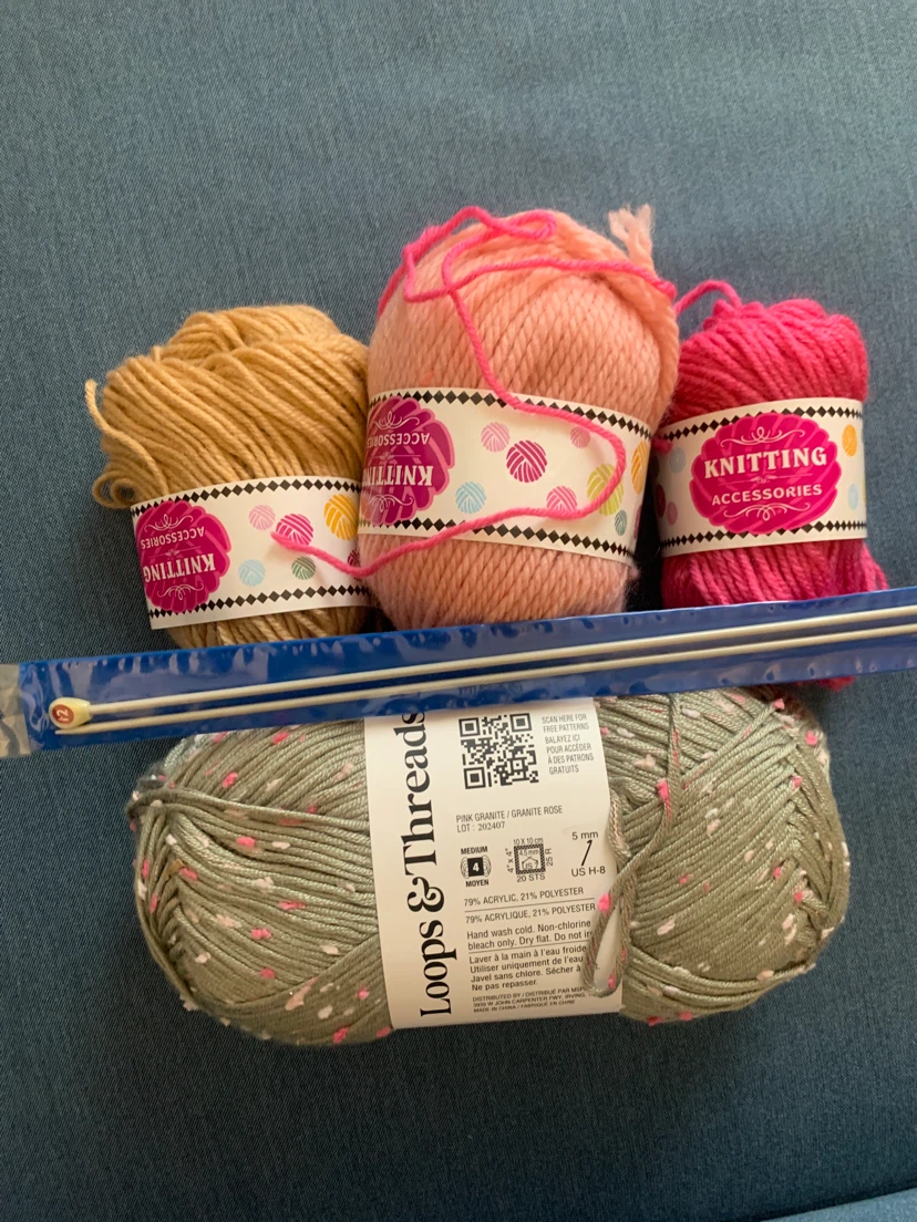 Assorted Yarn and Knitting Needles Set
