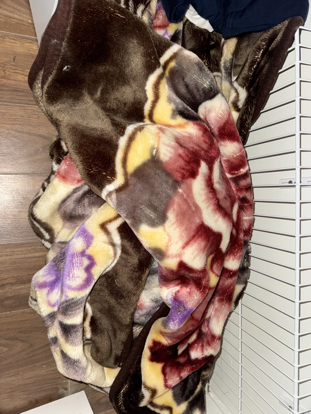 Floral pattern plush mink blanket