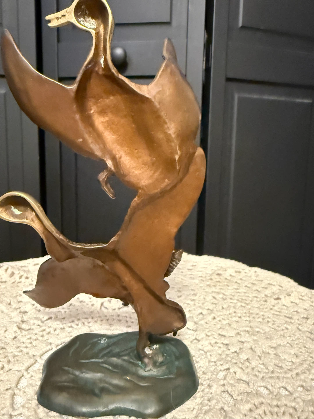 Vintage MCM Bronzed Brass Ducks in Flight - photo 3
