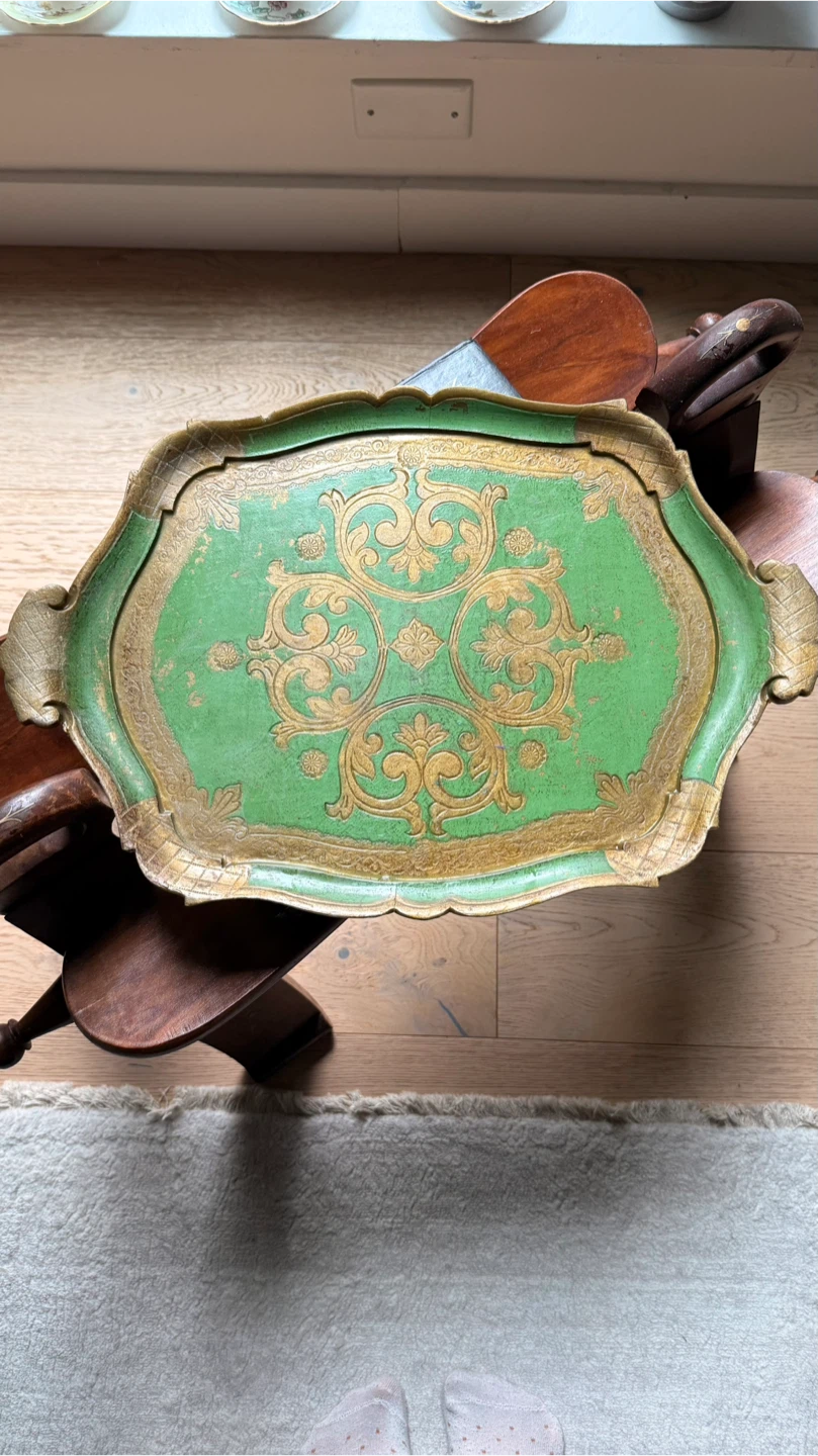 Florentine Giltwood Green and Gold Tray - photo 3