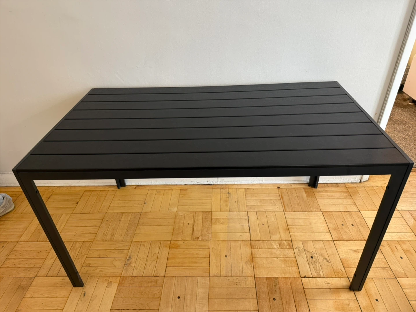 Black Outdoor Dining Table and Bench Set - photo 2