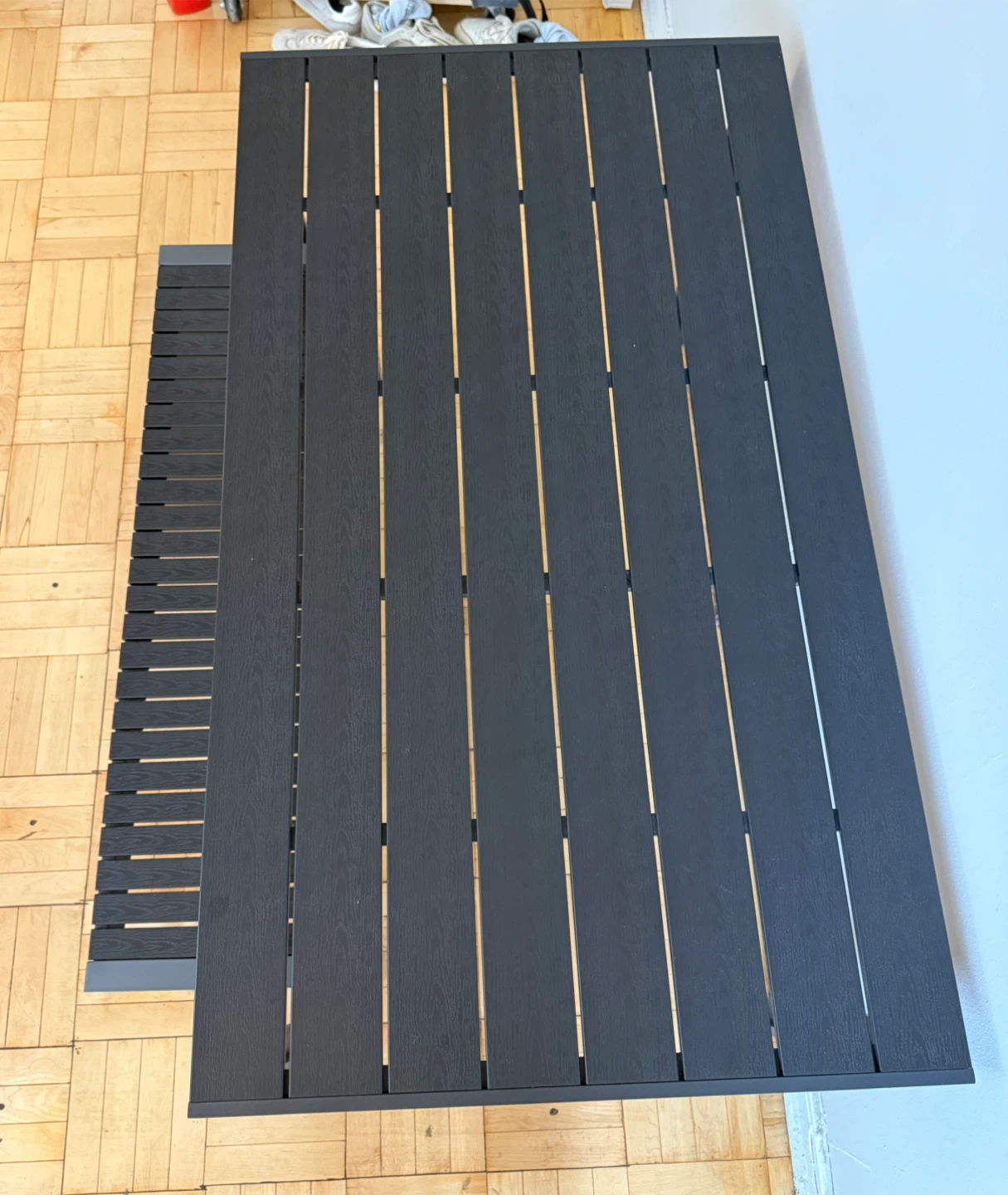 Black Outdoor Dining Table and Bench Set - photo 3