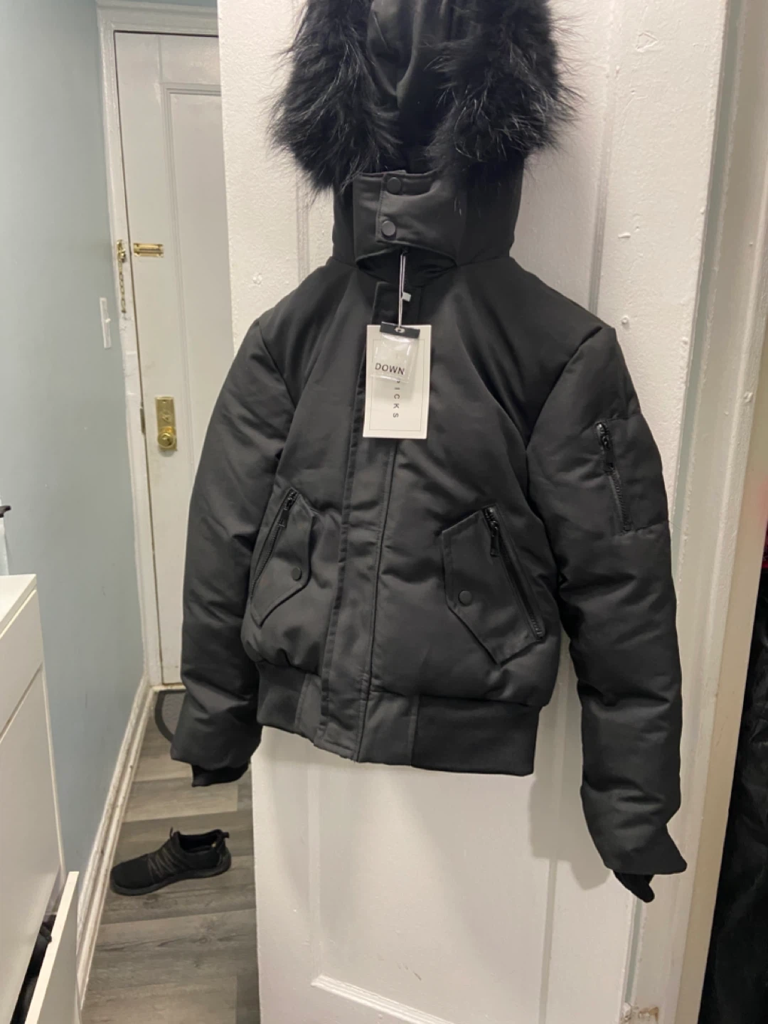 Black Duck Down Puffer Jacket with Hood - photo 3