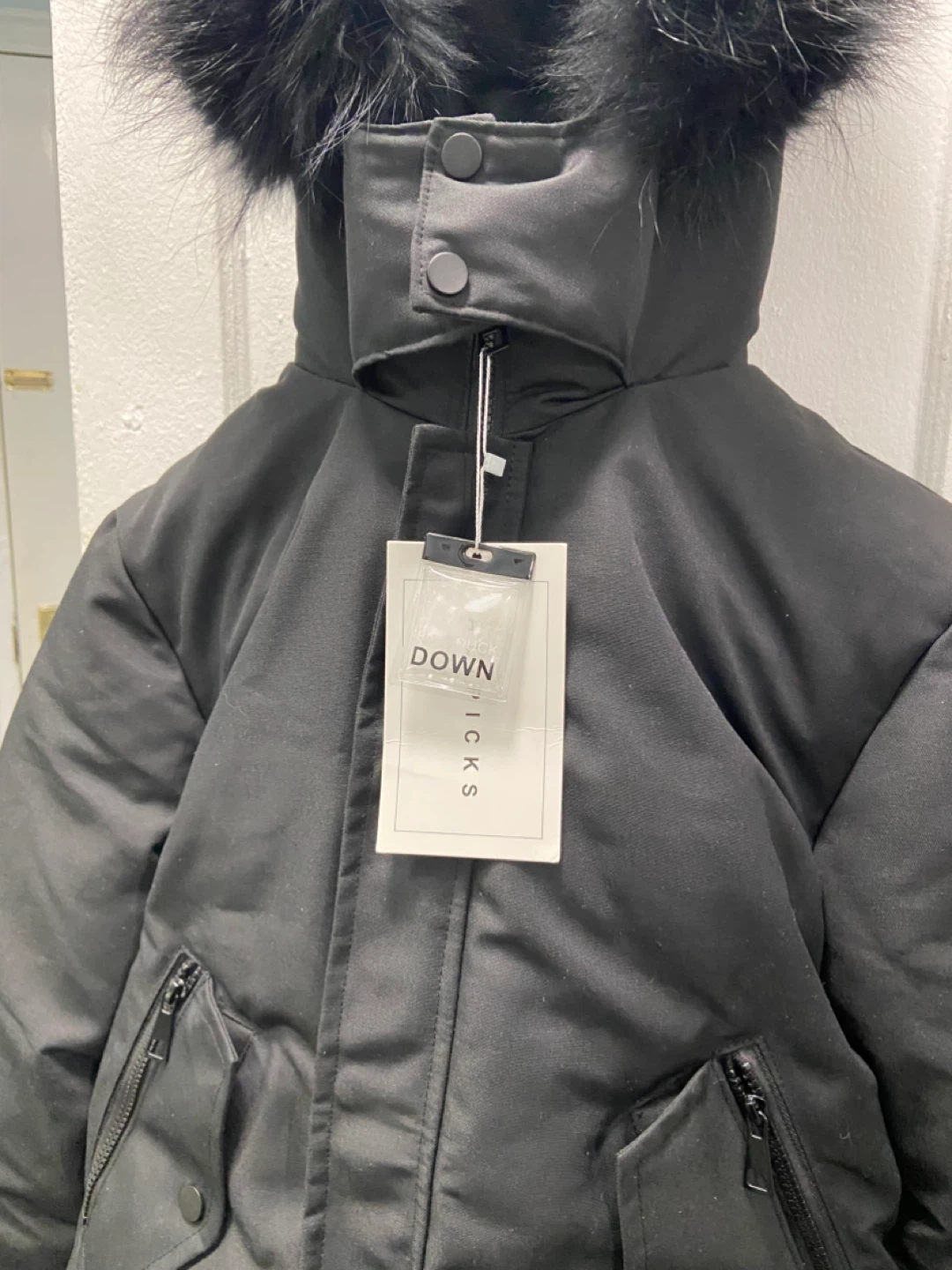 Black Duck Down Puffer Jacket with Hood
