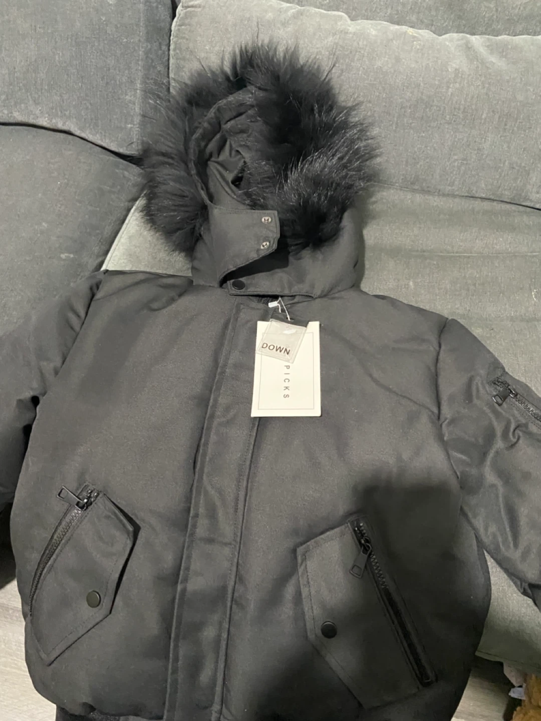 Black Duck Down Puffer Jacket with Hood - photo 2