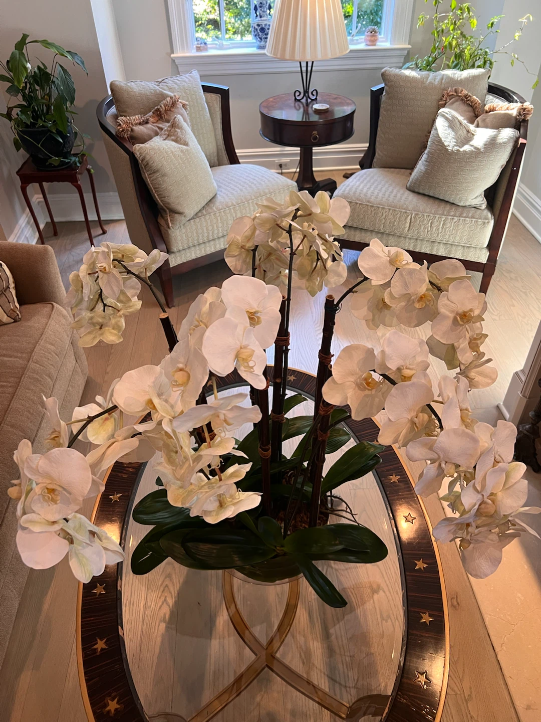 Luxury XL Faux White Orchid Arrangement Centerpiece 35" W - photo 2