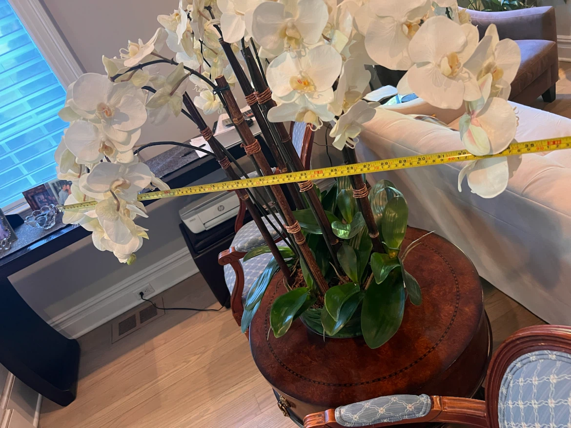 Luxury XL Faux White Orchid Arrangement Centerpiece 35" W - photo 3