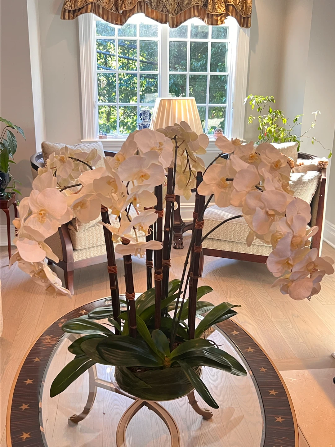 Luxury XL Faux White Orchid Arrangement Centerpiece 35" W - photo 5