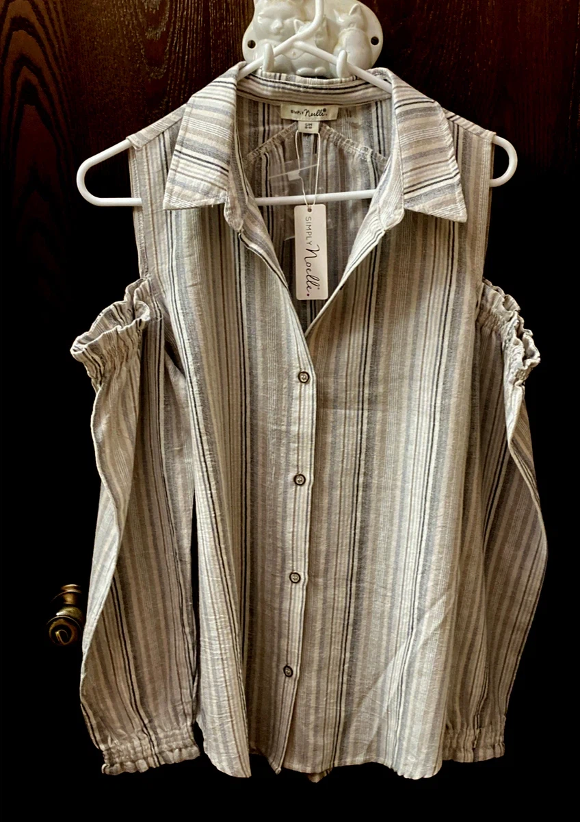 Simply Noelle Cold Shoulder Striped Blouse