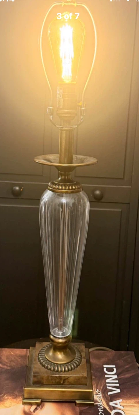 BRASS GLASS CRYSTAL TABLE LAMP - photo 3