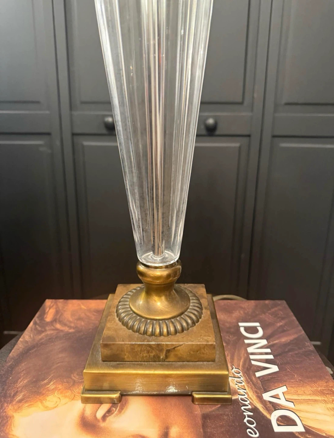 BRASS GLASS CRYSTAL TABLE LAMP - photo 4