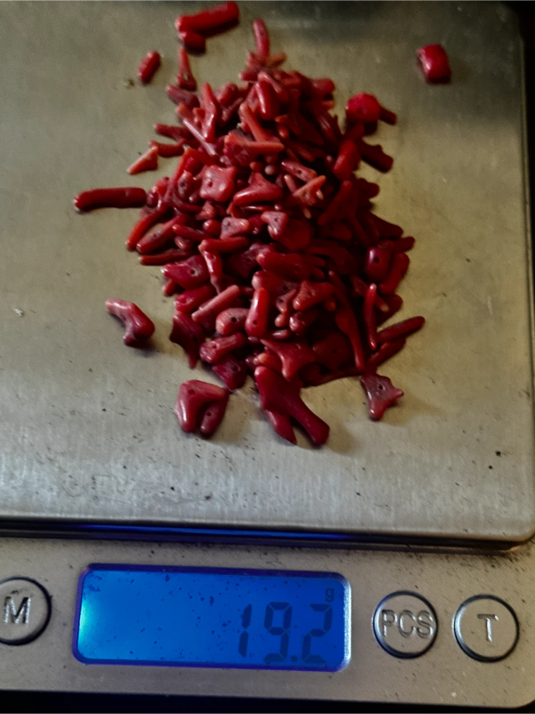 Vintage stuck branch red coral beads