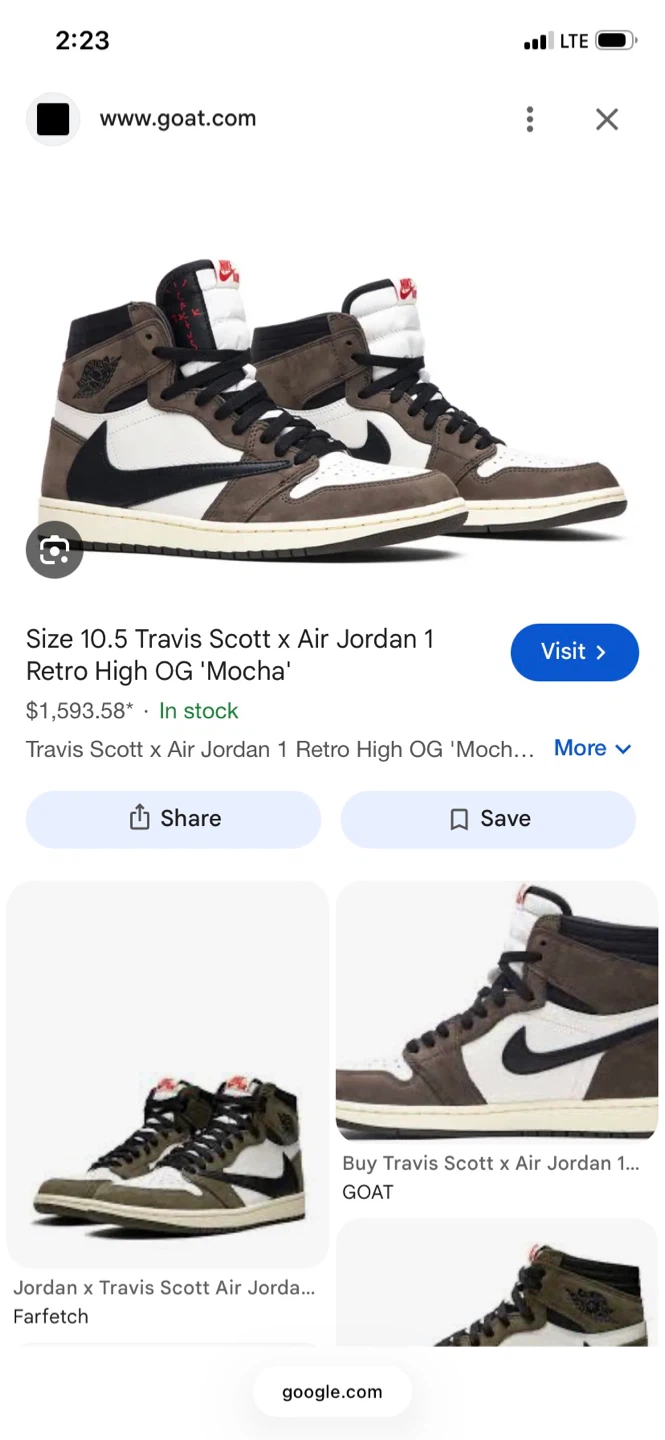 Travis Scott x Air Jordan 1 Retro High OG Mocha - photo 4