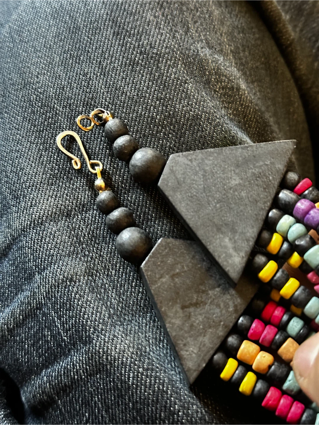 90s Retro Colorful Wooden Seed Bead Necklace - photo 3