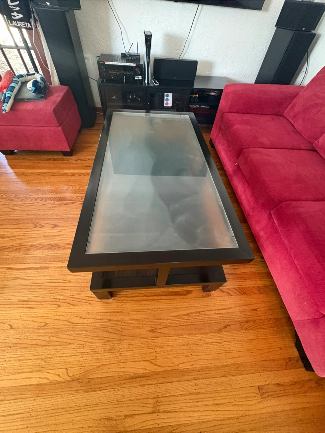 Black Coffee Table with Glass Top