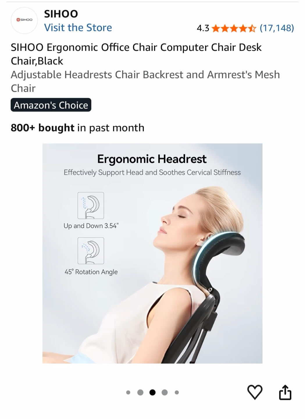 SIHOO Ergonomic Mesh Office Chair in Black - photo 4