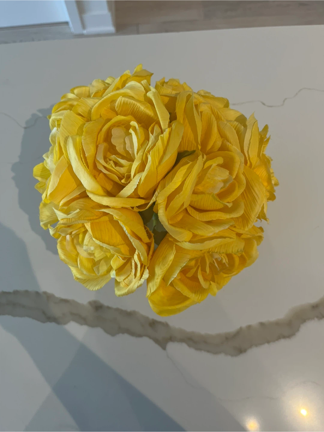 Artificial Yellow Rose Arrangement in Glass Vase - photo 5