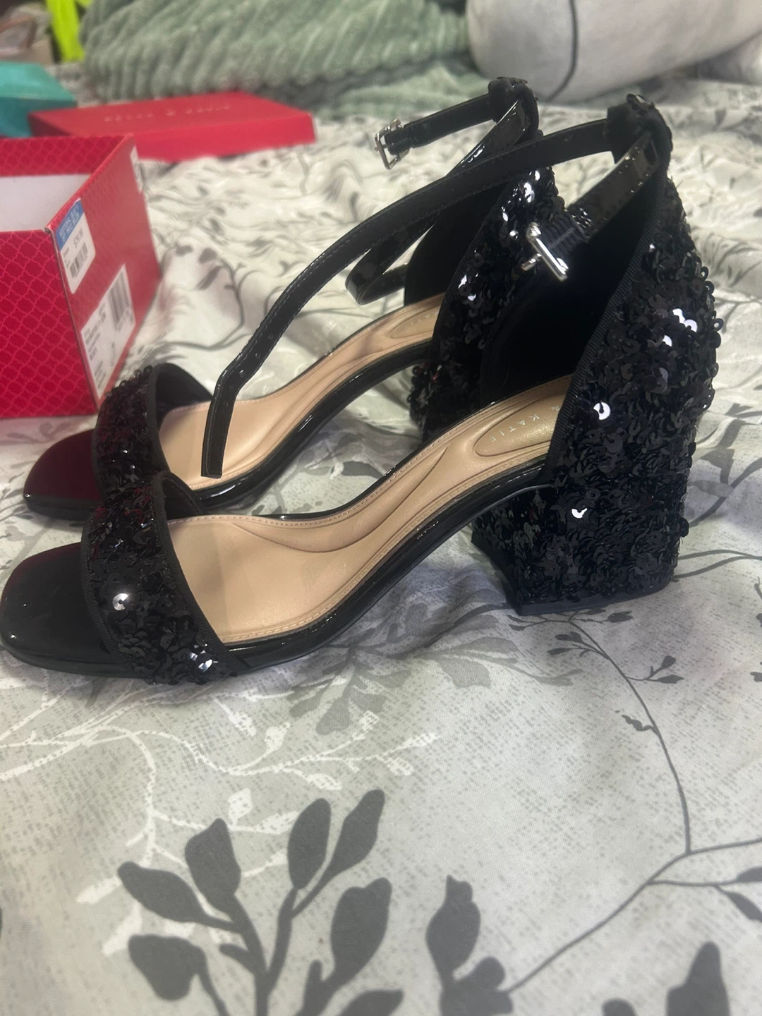 Kelly & Katie Black Sequin Block Heels Size 9.5M - photo 3