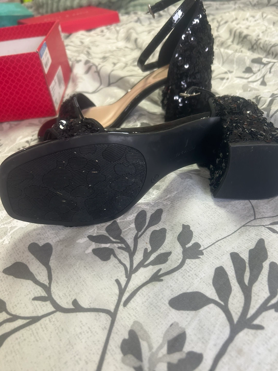 Kelly & Katie Black Sequin Block Heels Size 9.5M - photo 4