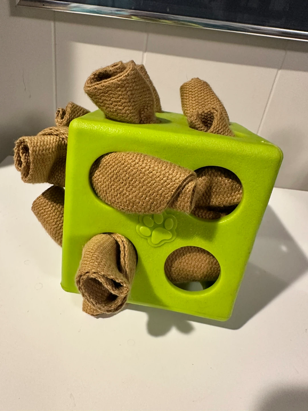 Dog enrichment snuffle puzzle cube
