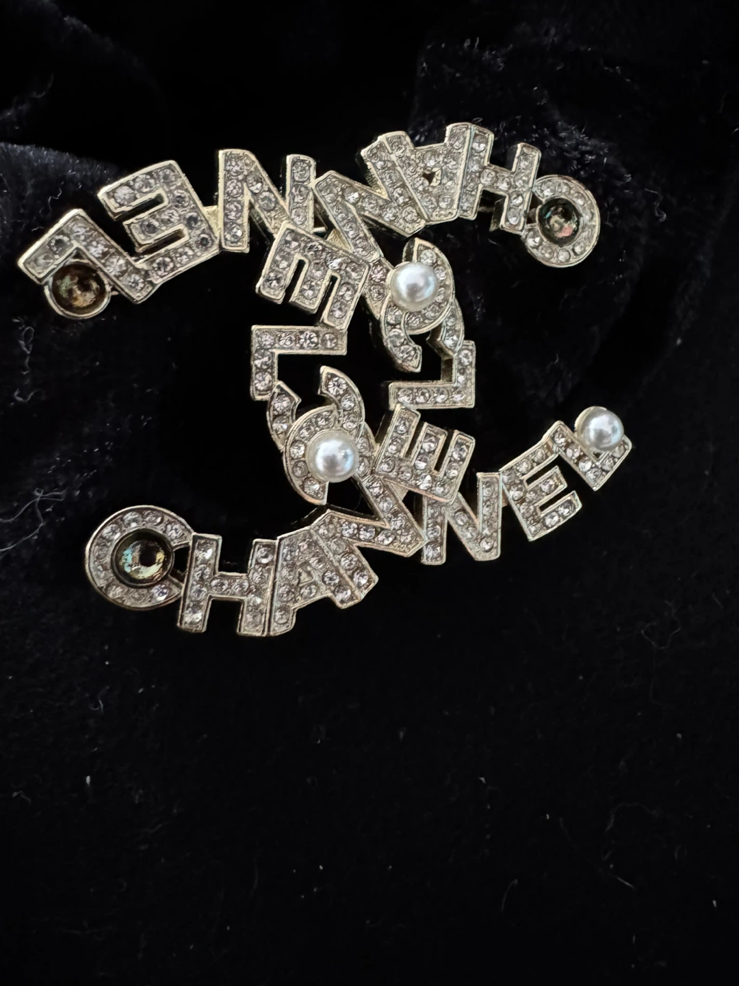 Chanel CC Logo Rhinestone Brooch