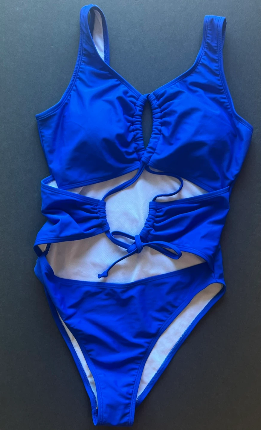 Blue One-Piece Cutout Swimsuit - photo 3