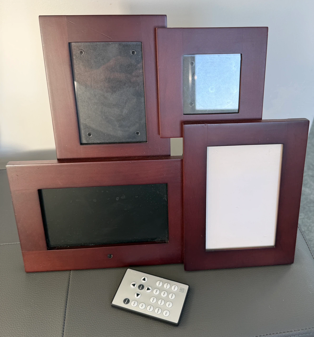 NEW vintage Umbra digital print + photo frame cherry wood brown