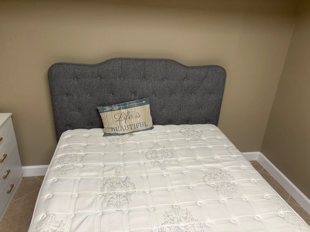 Beautyrest Mattress and Gray Upholstered Bed Frame