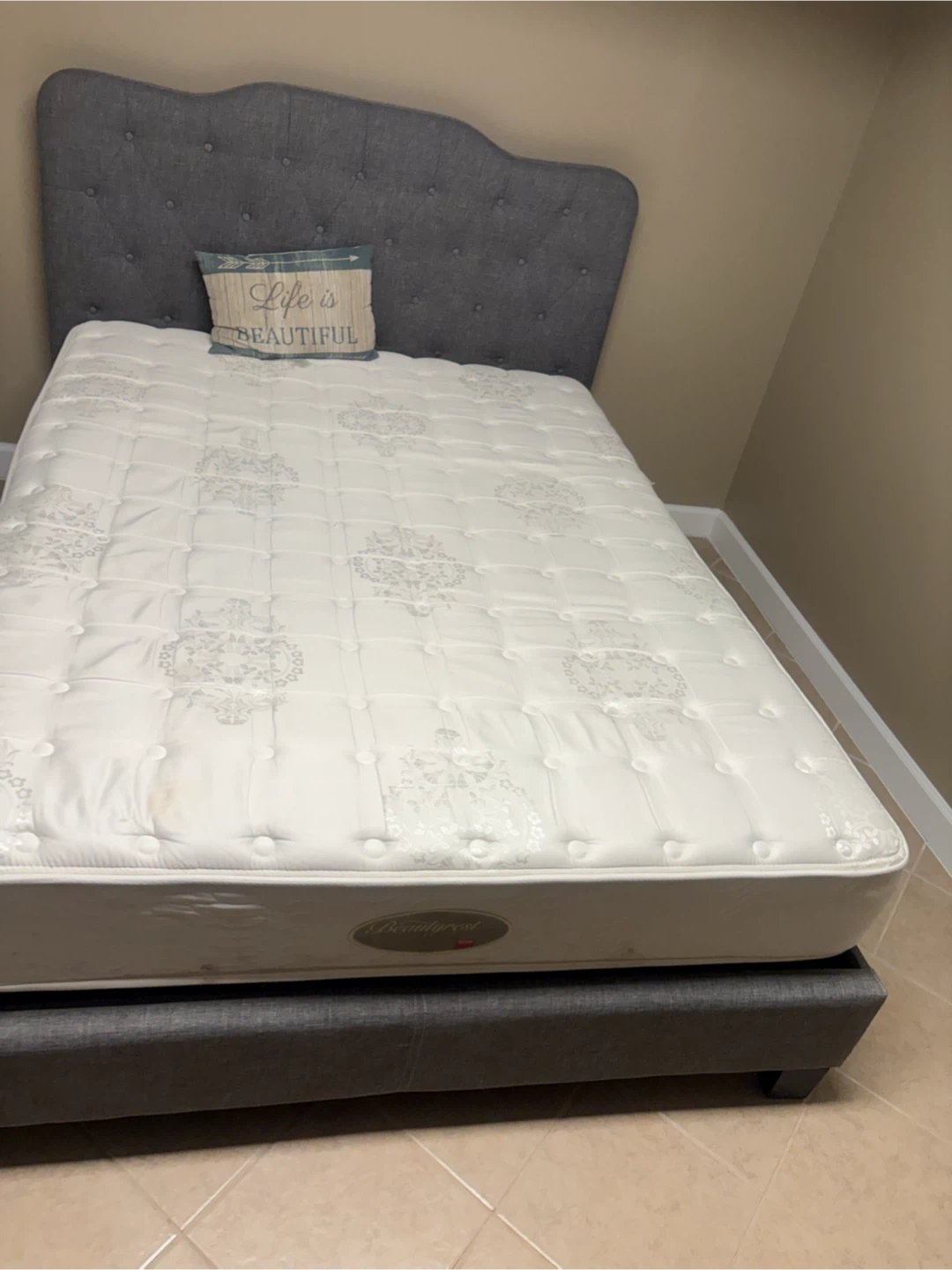 Beautyrest Mattress and Gray Upholstered Bed Frame - photo 3