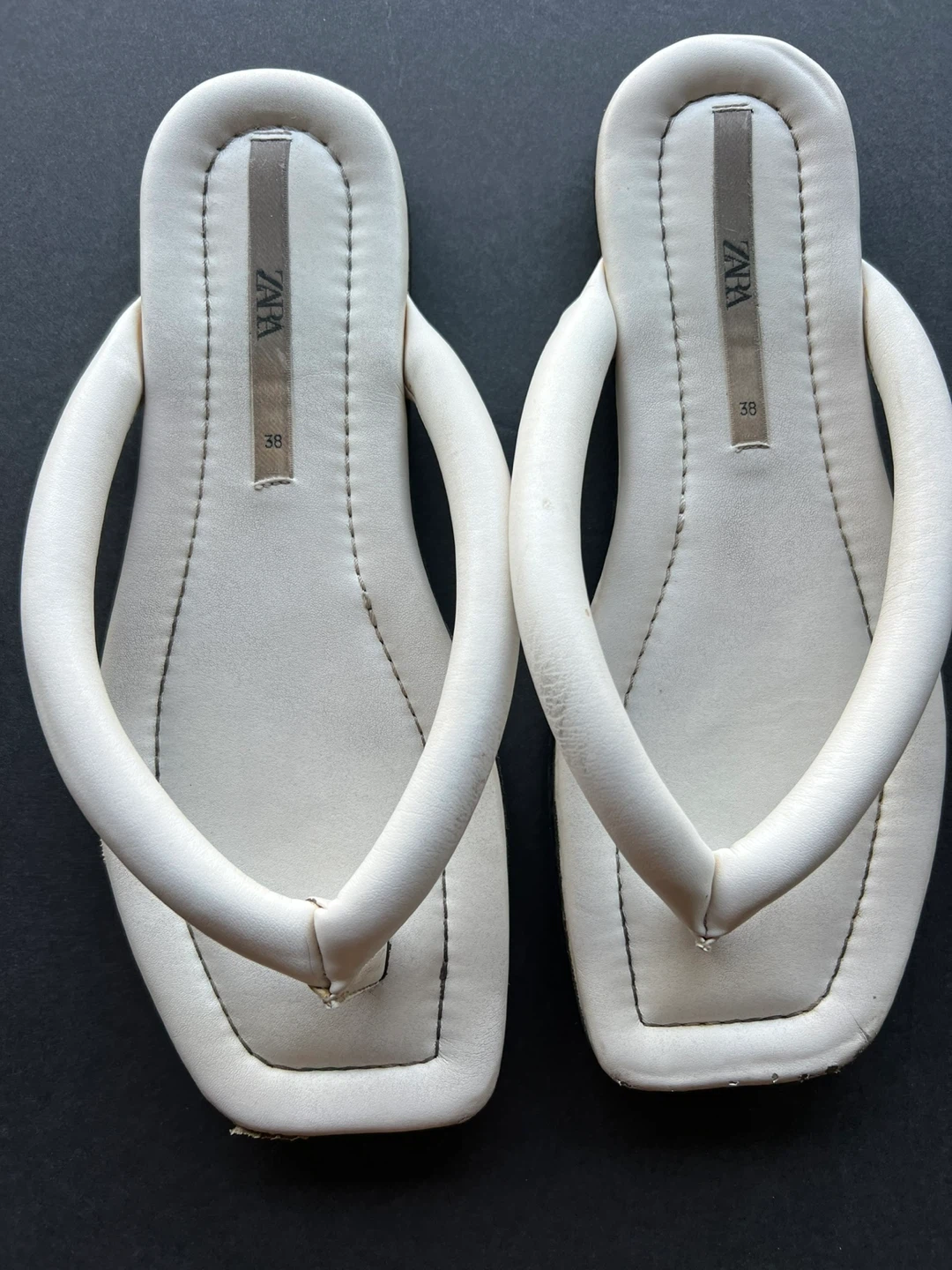 Zara White Padded Thong Sandals