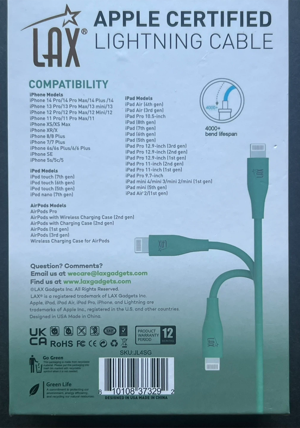 LAX Apple Certified Lightning Cable 4ft - photo 3