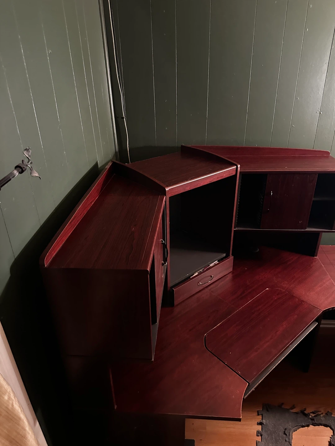 L-Shaped Computer Desk, Printer Space & Filing Cabinet