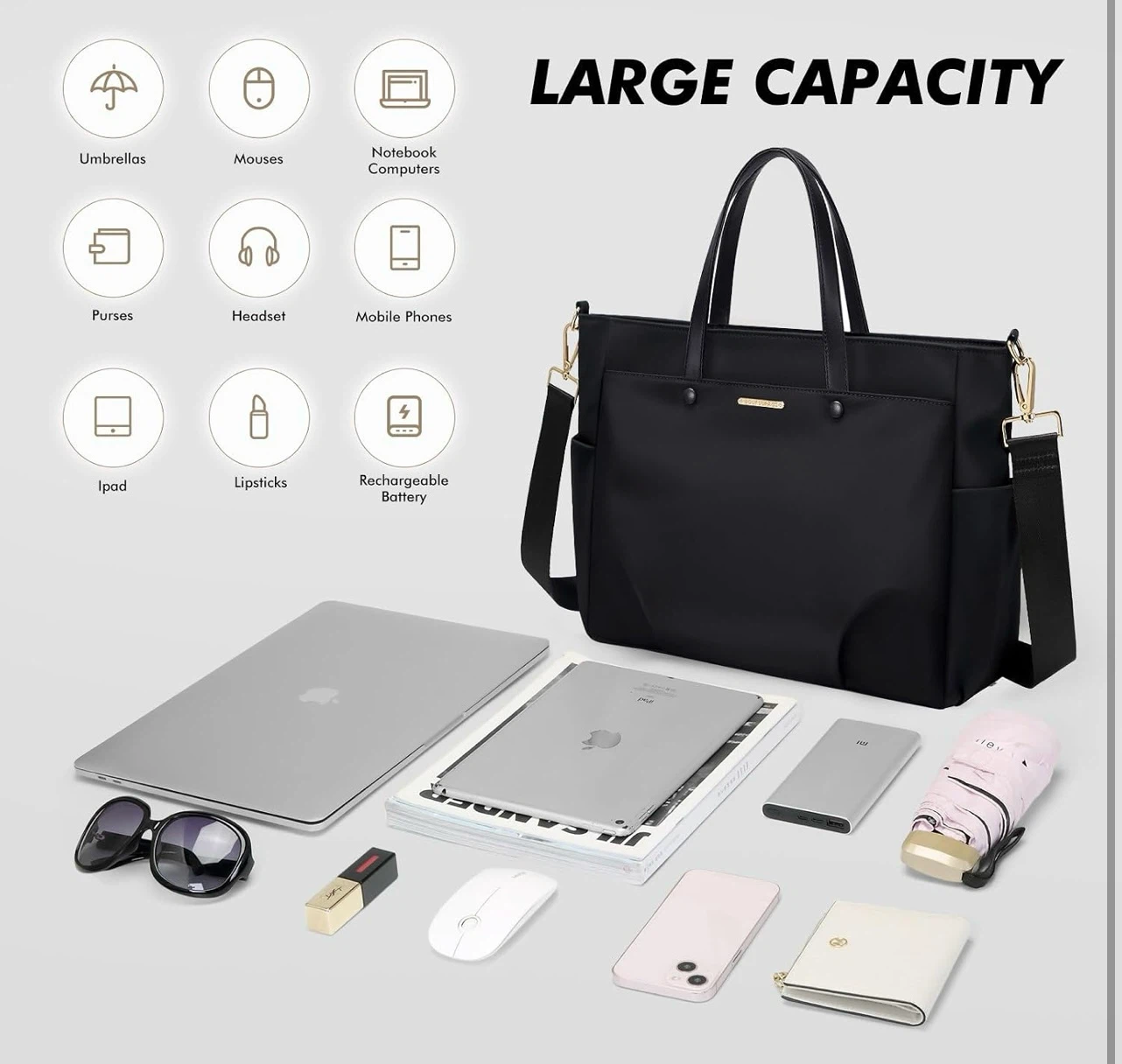 GOLF MADAM Black Laptop Tote Bag - photo 5