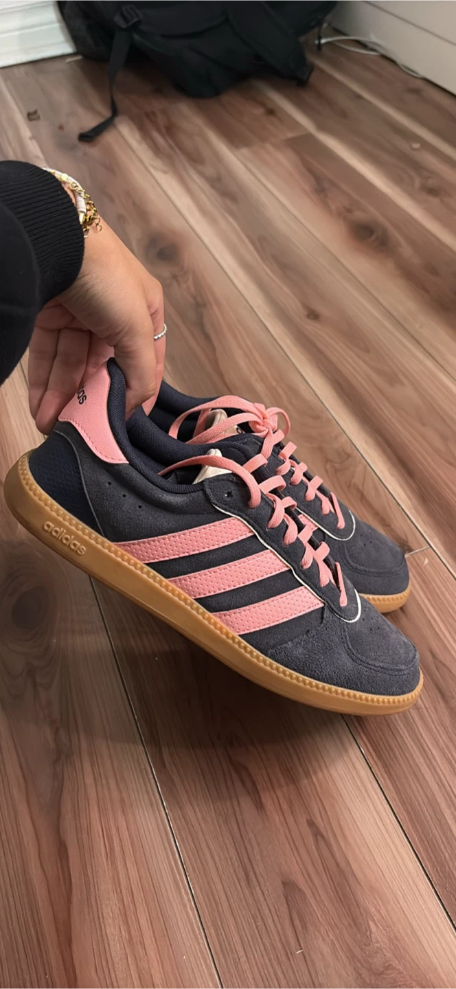 Adidas Navy and Pink Suede Sneakers