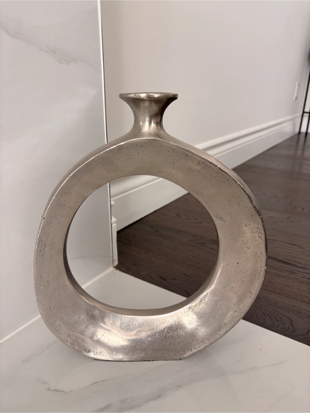 Silver Metal Circular Decorative Vase/ candle holder