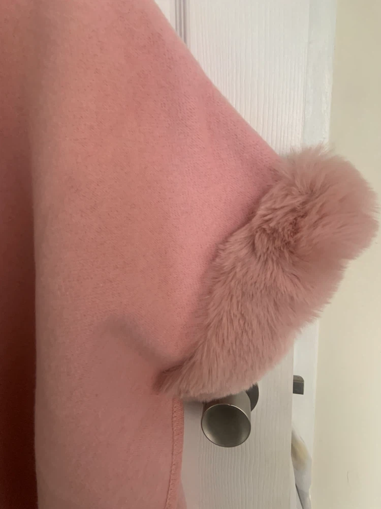 Pink Faux Fur Hooded Cape - photo 4