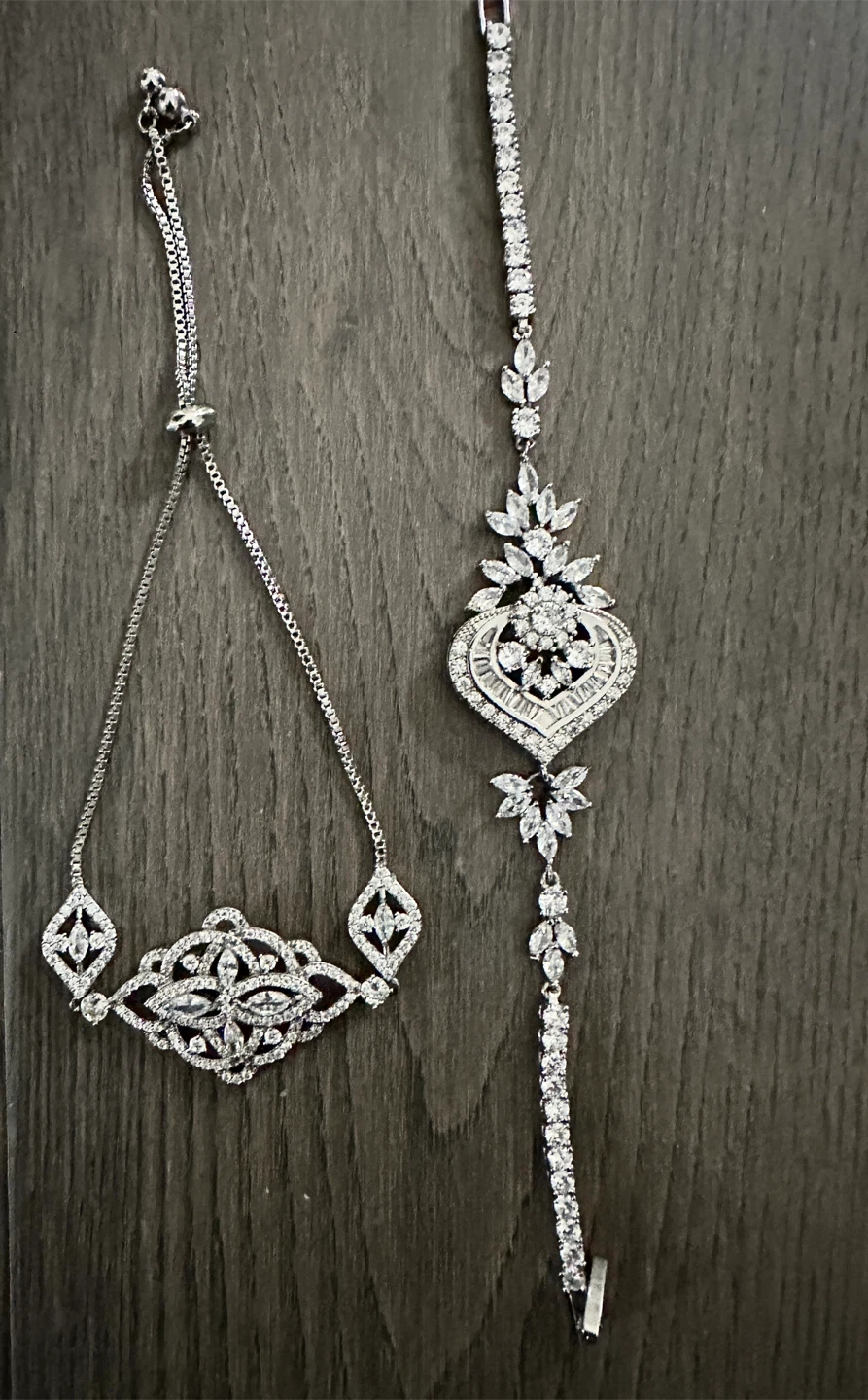 Two Silver-Tone Cubic Zirconia Bracelets