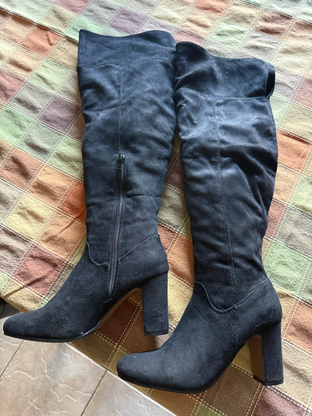 Black Over-the-Knee Suede Boots