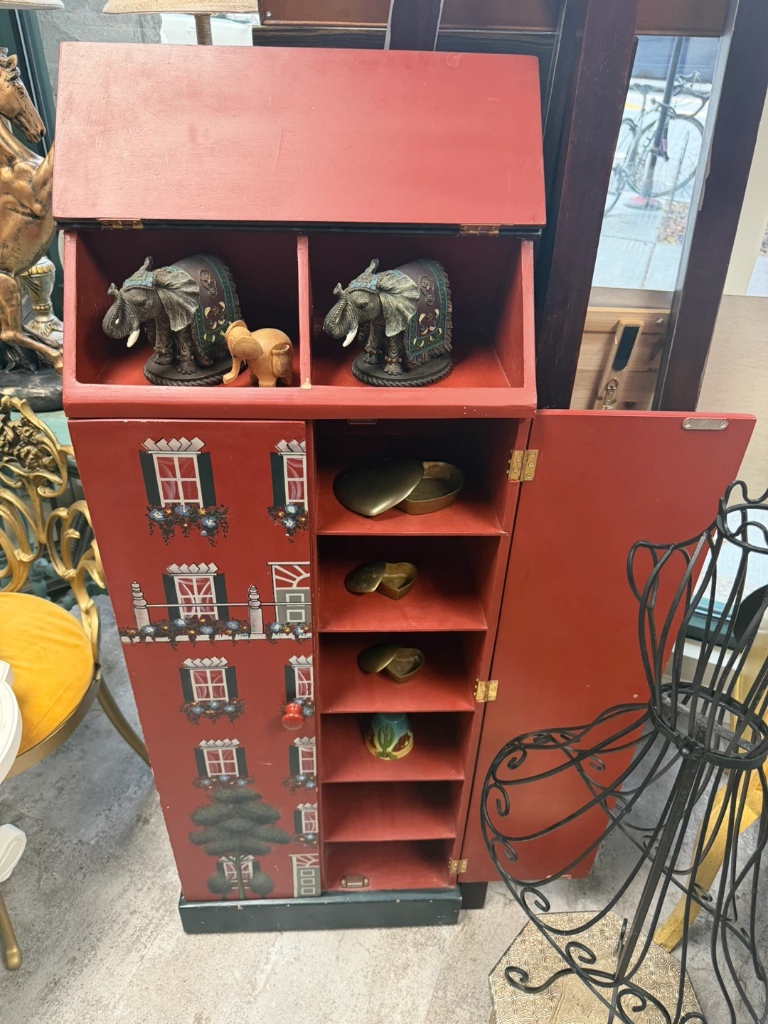 Painted Wooden House Cabinet