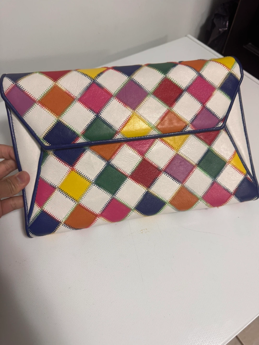 Vintage Cicci Multicolour Patchwork Leather Clutch